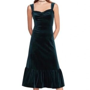 NEW Betsey Johnson Velour Midi dress Everglades Green S